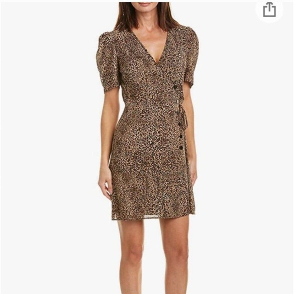 1.State Modern Rebel Leopard Wrap Mini Dress Size 8 NWT